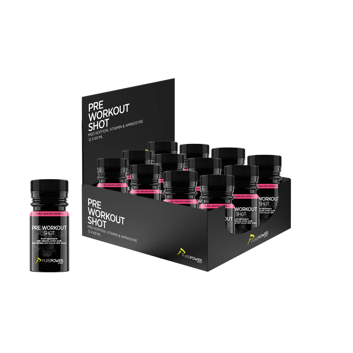 PWO Shot 12x60ml - Røde Bær